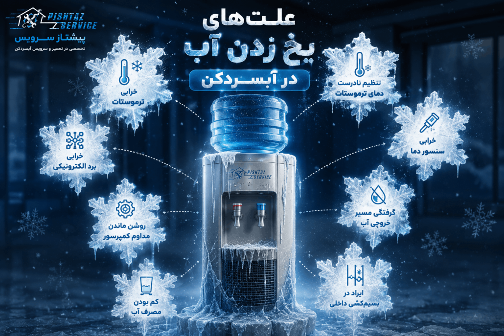 علت یخ زدن آب در آبسردکن