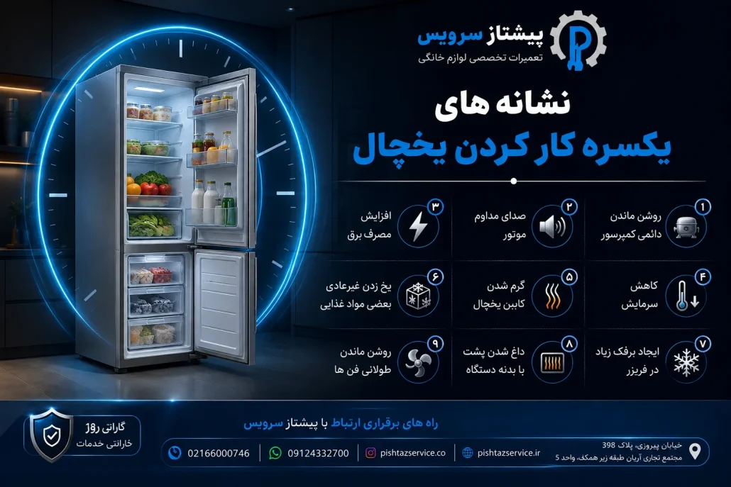 علت یکسره کار کردن یخچال