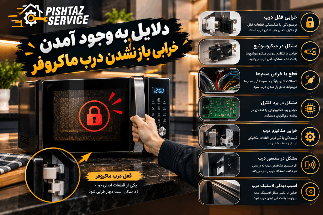 علت باز نشدن درب ماکروفر