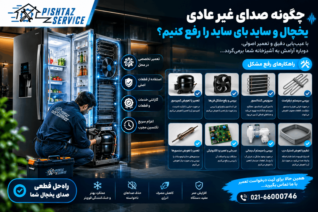 علت صدای غیر عادی یخچال و ساید بای ساید