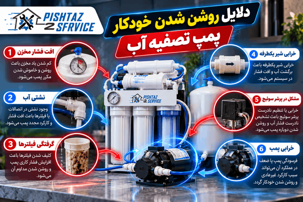 علت روشن شدن خودکار پمپ تصفیه آب